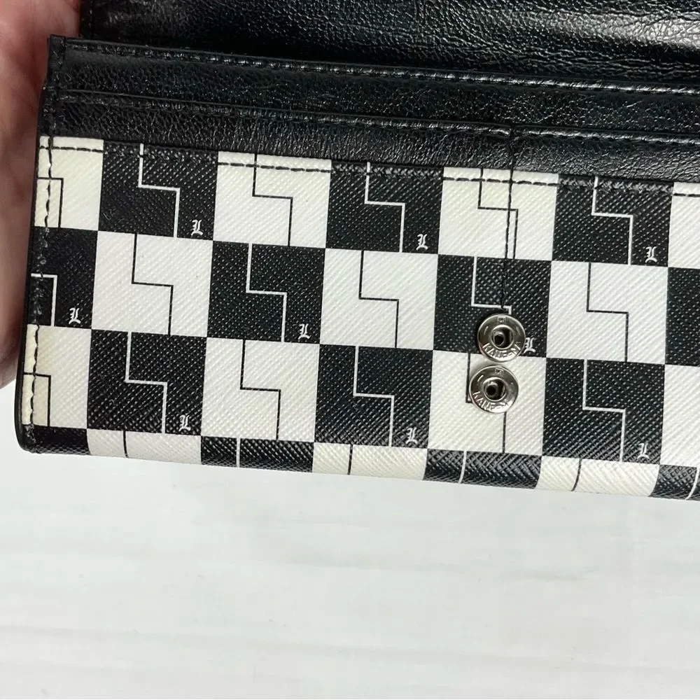 LAMB Black & White Checkerboard Wallet Y2K Signature Zip Around vintage